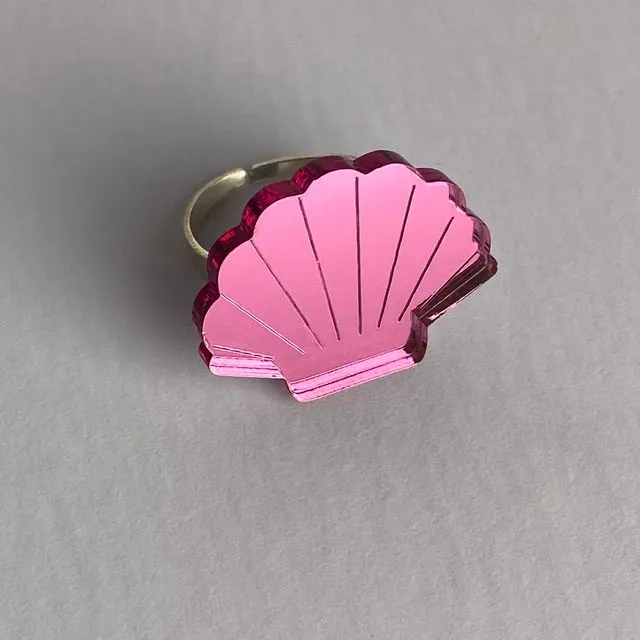 Scallop ring - sterling silver and acrylic