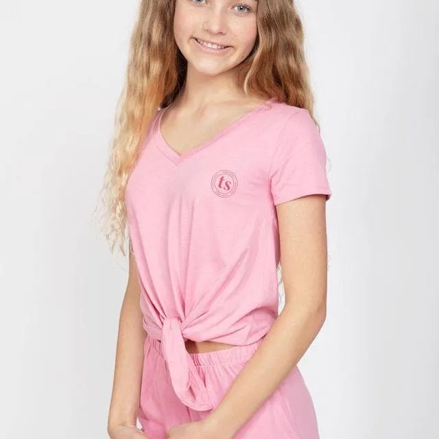 Girls Light Pink Pyjama Shorts Set