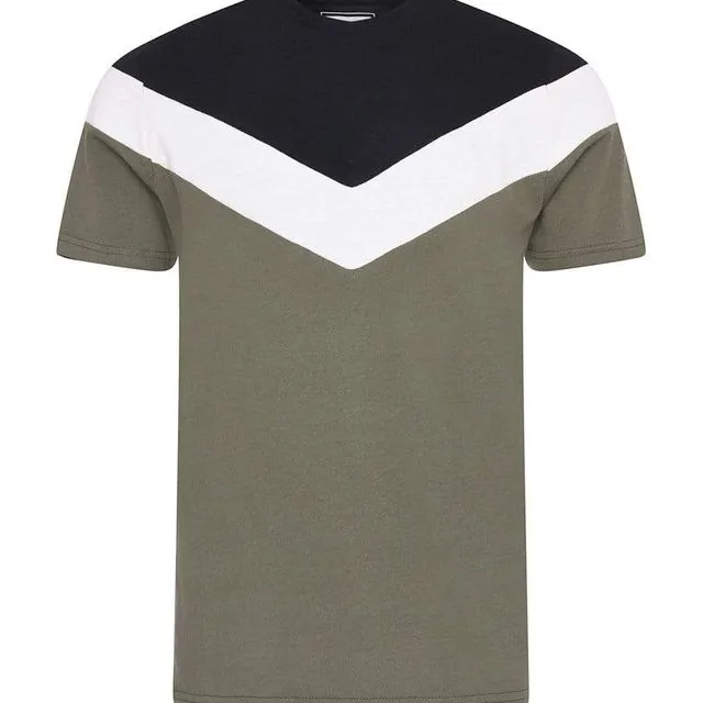 Boys Green Short Sleeve Diagonal Print T-Shirt