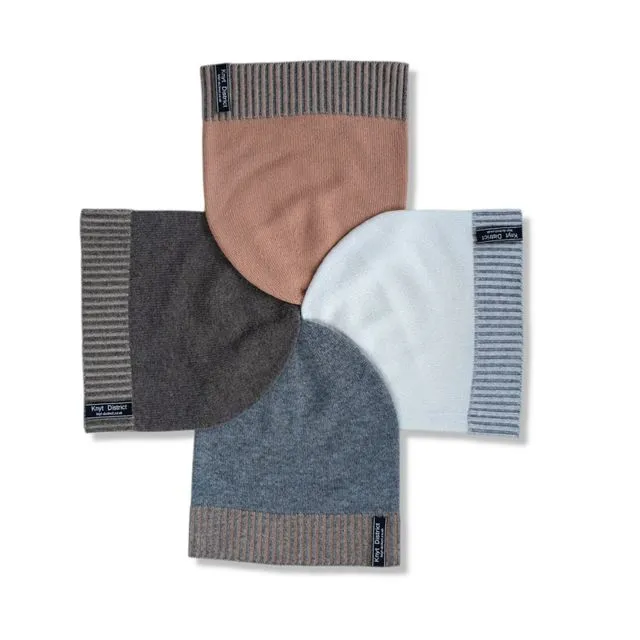 4 Colours Cashmere Beanies with two colour Rib, Bundle