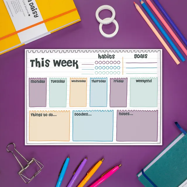 Oops a Daisy Weekly Planner - Tear-Off Productivity Pad