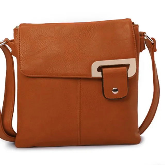 Multi-Function Shoulder Bag Multi- Pockets Crossbody Bag Vegan Leather Messenger Travel Organizer Satchel Sling bag - 9729L brown