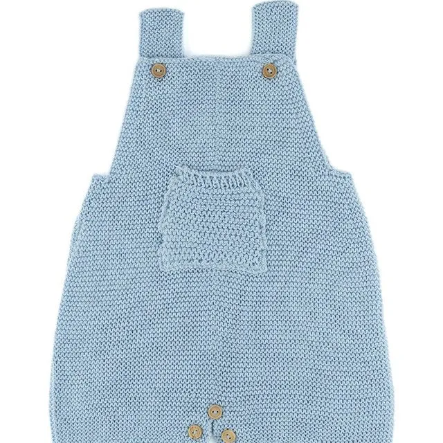 French Blue Knit Overalls