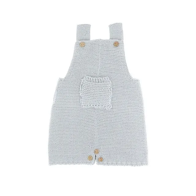 Pearl Grey Knit Overalls