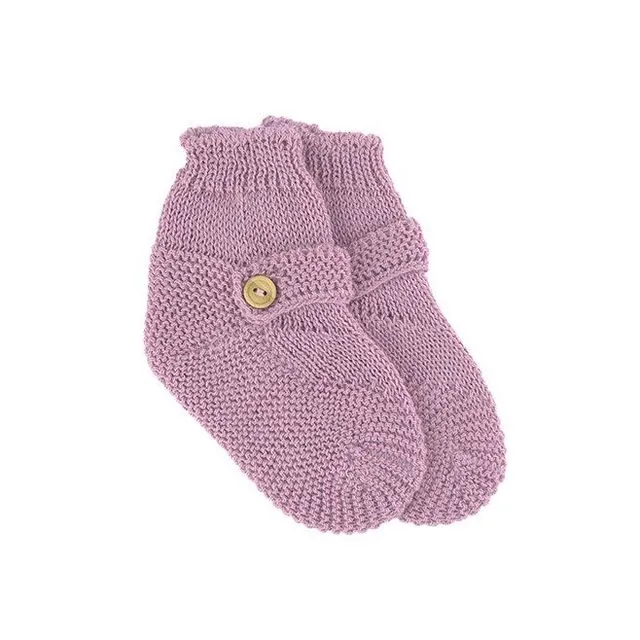 Hidrangea Pink Knit Button Booties