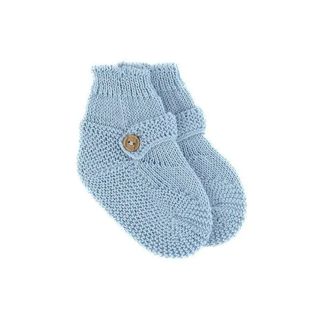 French Blue Knit Button Booties