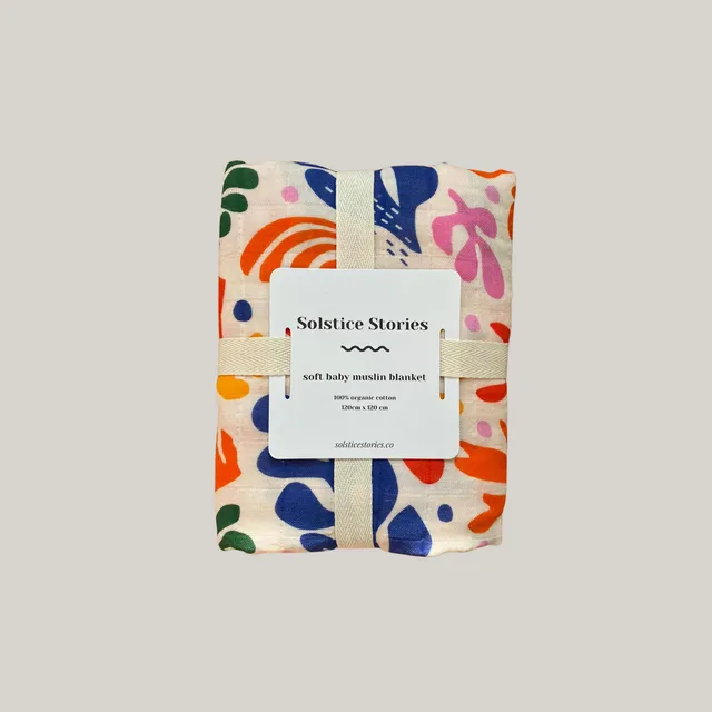 Large Organic Cotton Muslin Swaddle Blanket - Matisse Print