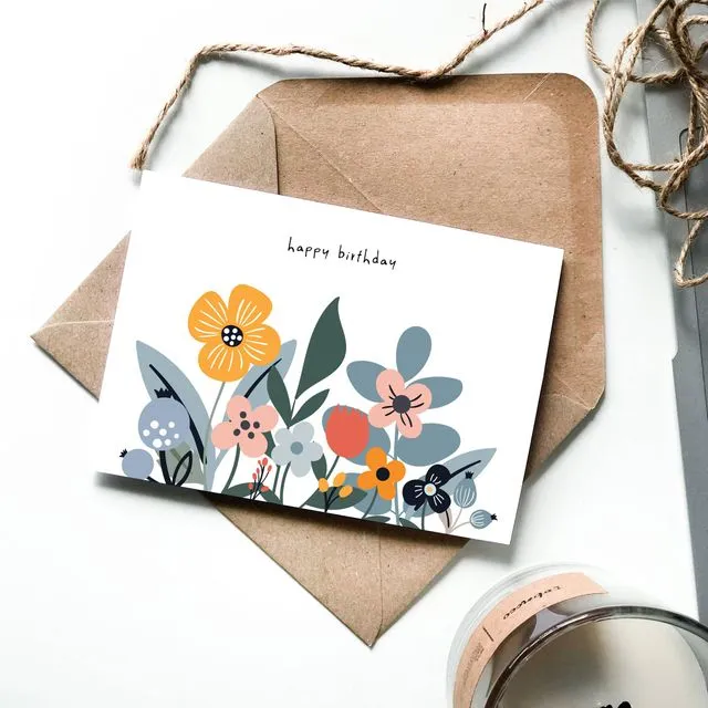 Floral Arrangement Card - Birthday