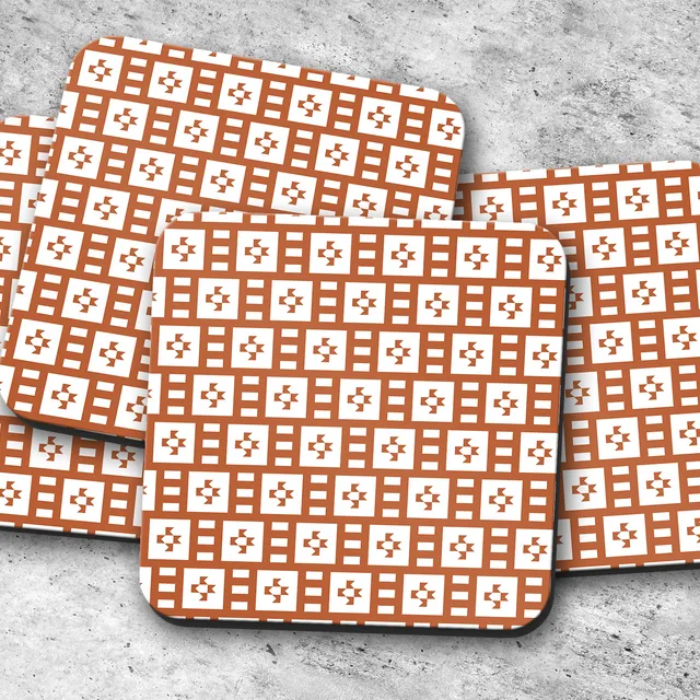 Rust and White Geometric Coasters