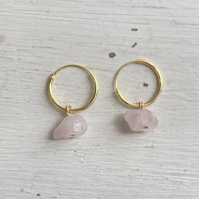 Rose Quartz hoop earrings