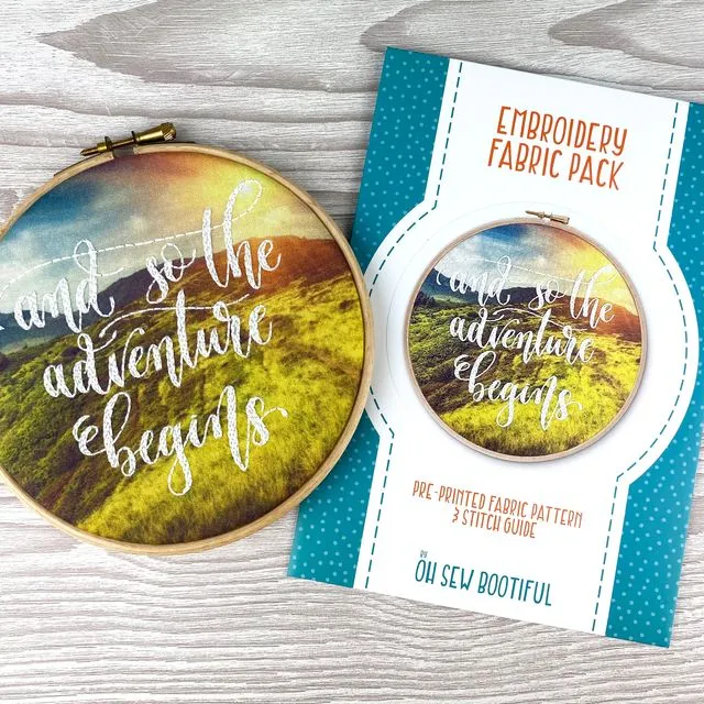 The Adventure Begins Embroidery Pattern Fabric Pack, Craft DIY Kit