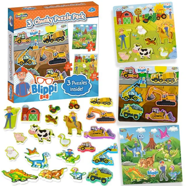 Blippi Chunky Puzzles - 3 Pack For Kids 2+