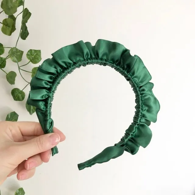 Emerald Green Silk Rouched headband