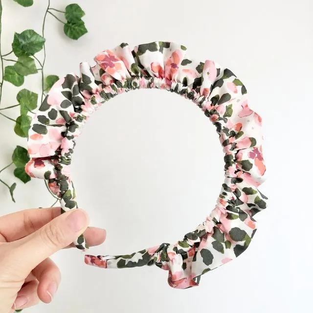 Pink Floral Rouched headband