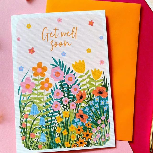 Get Well Soon Floral Greeting Card