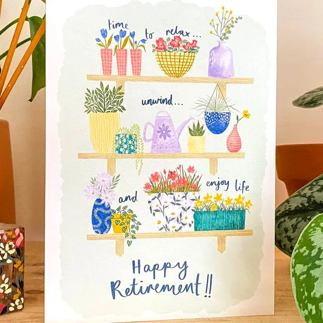 Floral Shelf Retirement Greeting Card