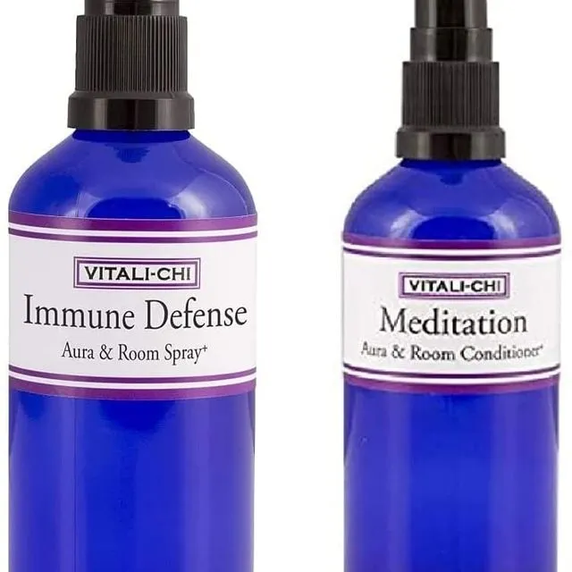 Vitali-Chi Meditation 50ml and Immune Defense 100ml Aura & Room Spray Bundle - with Lavender and Elemi, Teatree Lemon, Lemongrass Pure Essential Oils