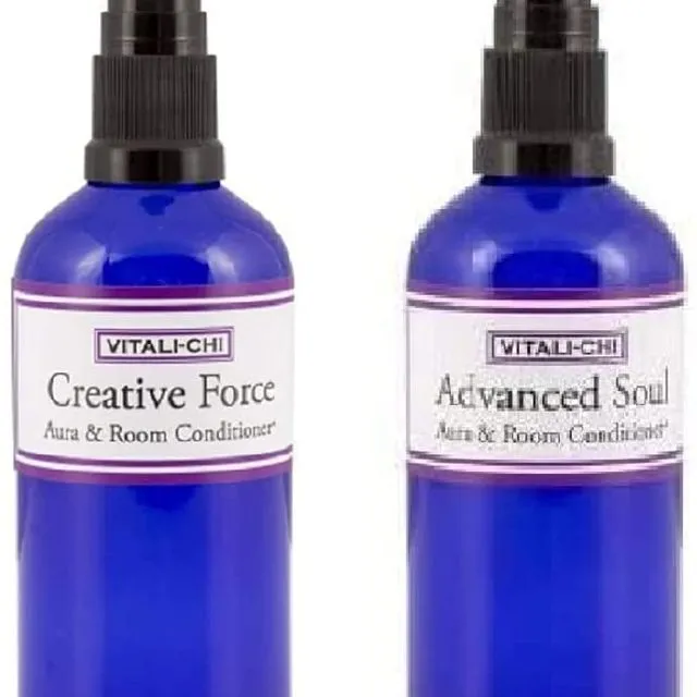 Vitali-Chi Advanced Soul and Creative Force Aura & Room Spray Bundle - with Ho Leaf and Frankincense, Spearmint & Peppermint Pure Essential Oils - 100ml
