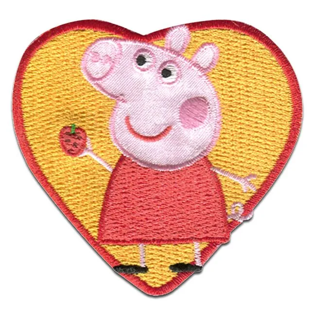 Peppa Pig © Heart - Iron on patches adhesive emblem stickers appliques, size: 2.56 x 2.48 inches