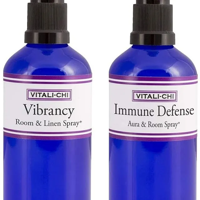 Vitali-Chi Immune Defense and Vibrancy Aura & Room Spray Bundle - with Teatree Lemon, Lemongrass Pure Essential Oils - 50ml