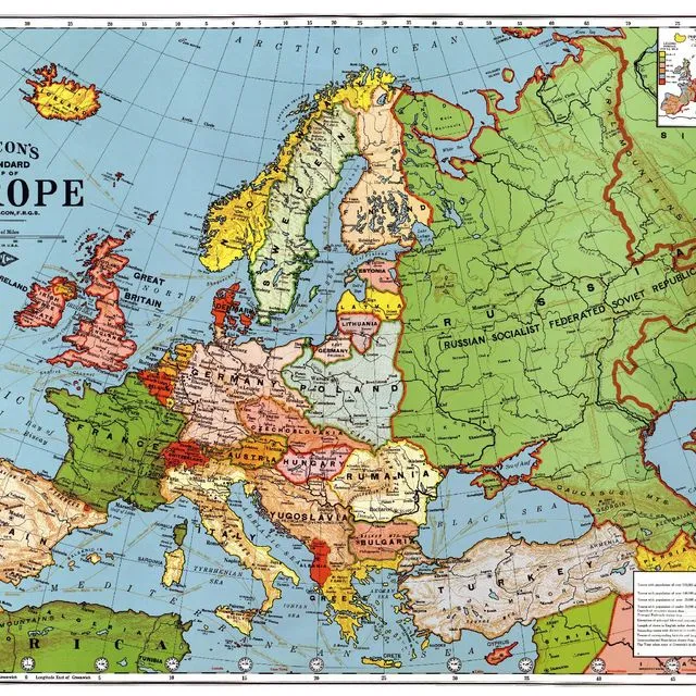 Poster Historical Map Europe - Map 1923 - 50x70cm