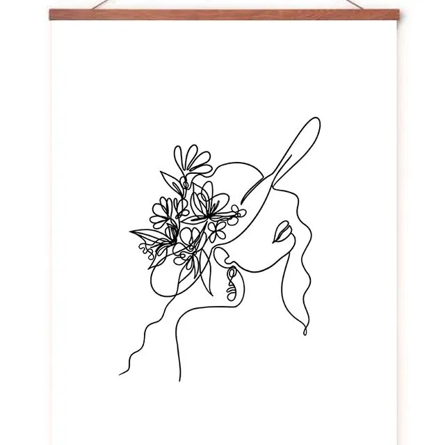 Poster in poster hanger - fine line woman - 70x50cm