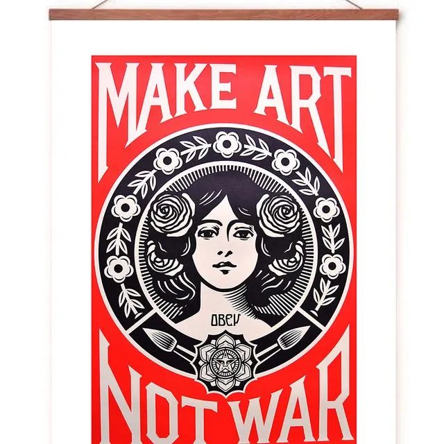 Poster in poster hanger - Make art not war - 70x50cm