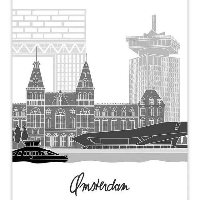 Postcard Cityscape Amsterdam - Skyline - 10x15cm