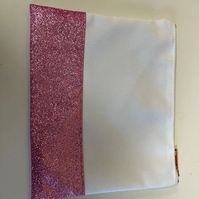 sublimation glitter make up bag - light pink