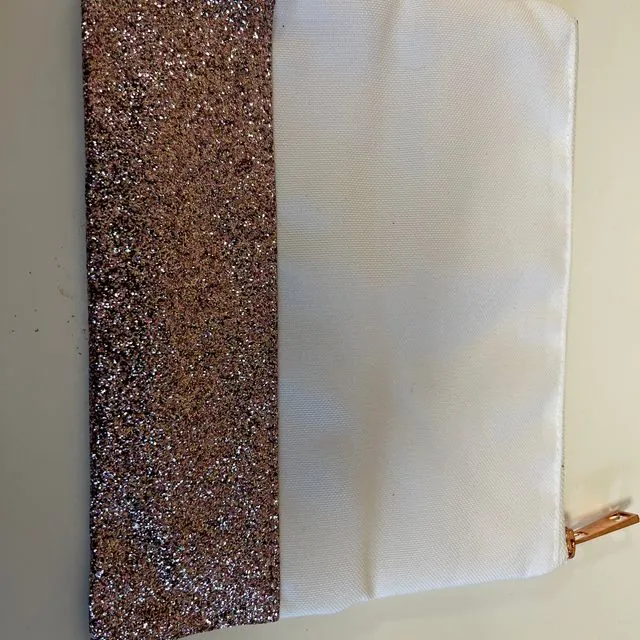 sublimation glitter make up bag - rose gold