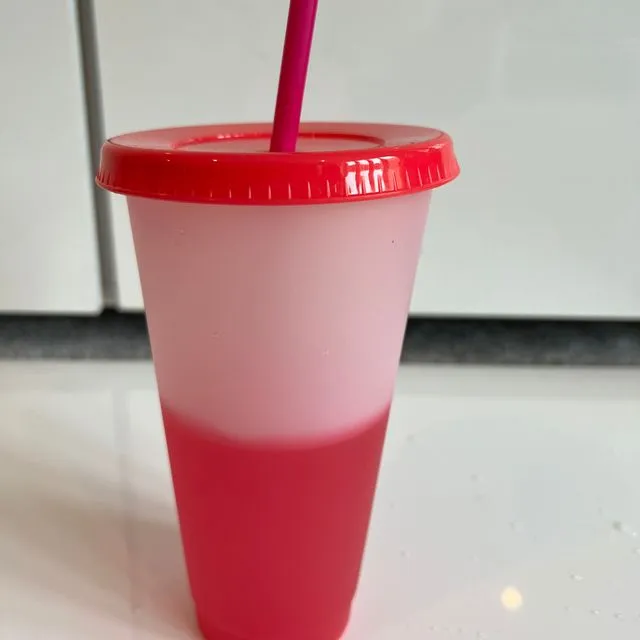 clear colour change tumblers - red (matching lid)