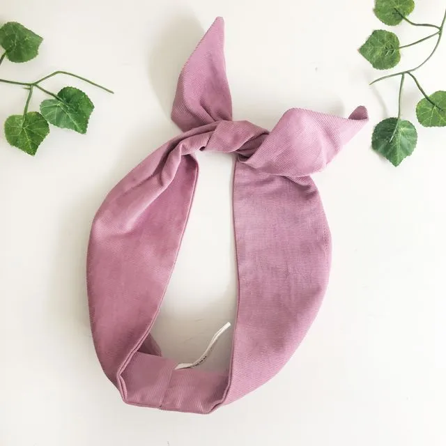 Lilac Corduroy Cotton Wire Headband, Wide headband
