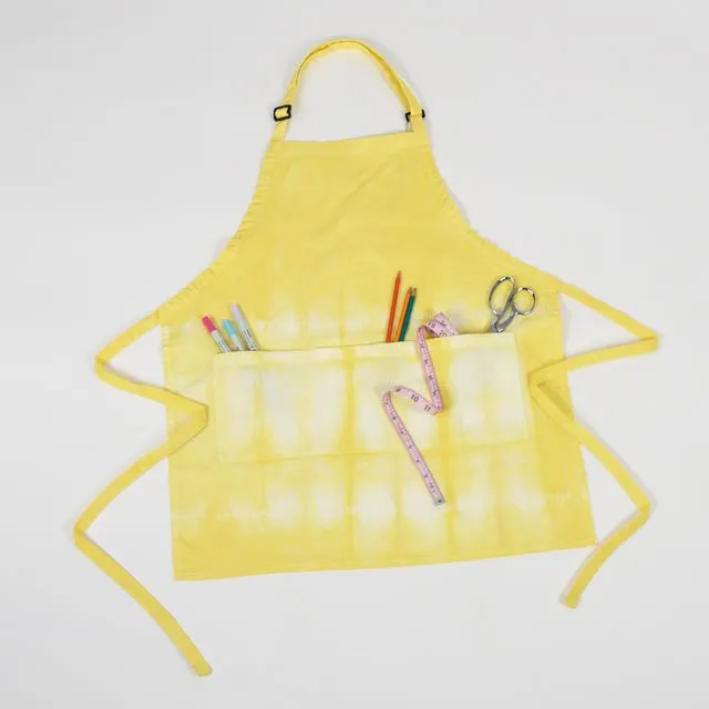 Tie-Dye Adjustable Apron Woven Cotton Blend Unisex –Yellow