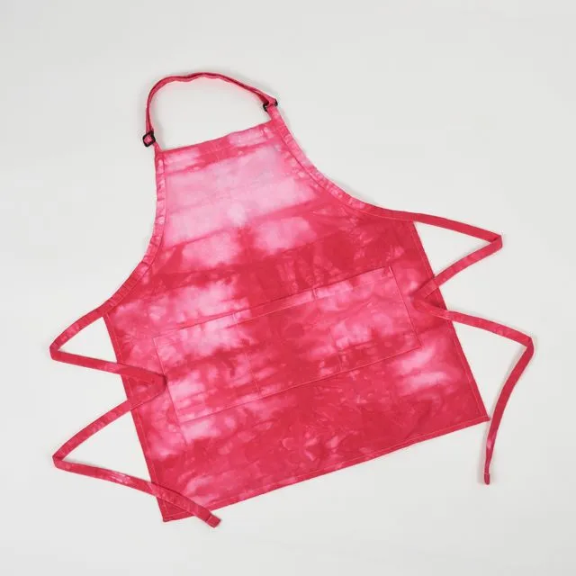 Tie-Dye Adjustable Apron Woven Cotton Blend Unisex –Red