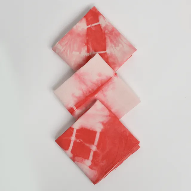 Organic Cotton Tie-Dyed Handkerchiefs - Coral 3-Pack