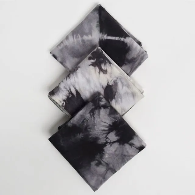 Organic Cotton Tie-Dyed Handkerchiefs - Grey 3-Pack