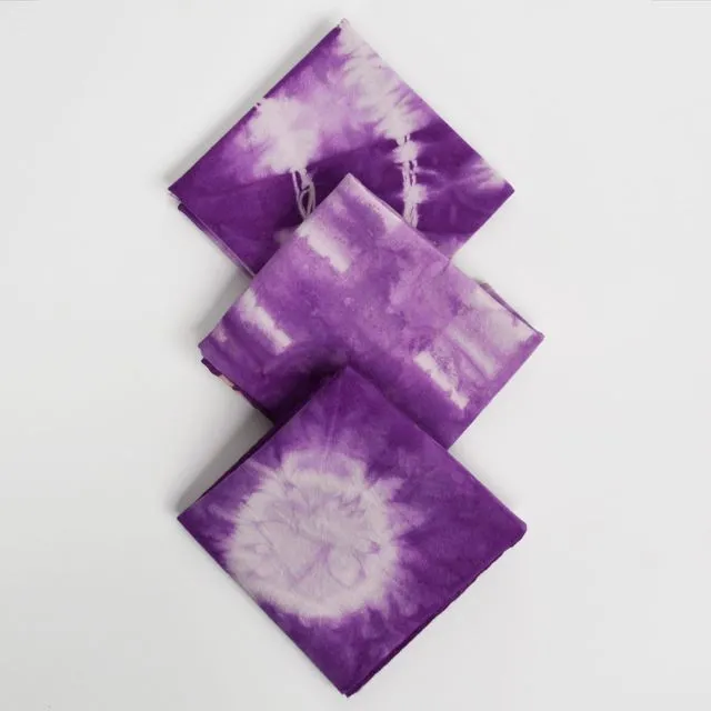Organic Cotton Tie-Dyed Handkerchiefs - Purple 3-Pack