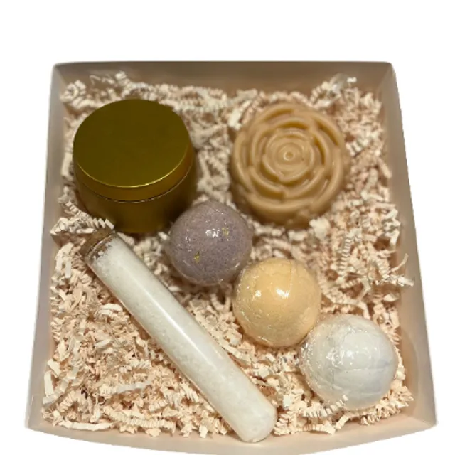 Bath Bomb Gift Set with Soap, Candle, Bath Bombs, and Bath Salt