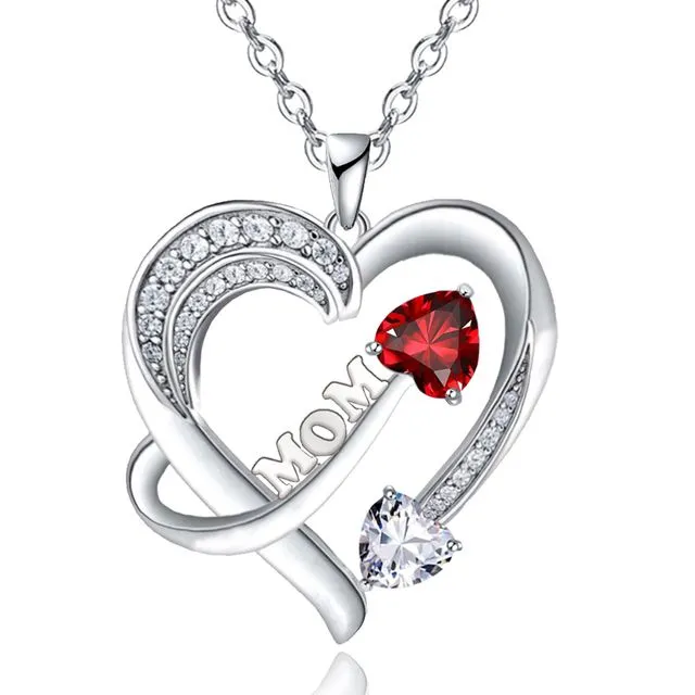 Necklace for Mom 18k Platinum Filled Heart Necklace