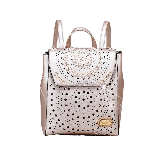 Rosè Twinkle Star Fashion Backpack - Pearl White