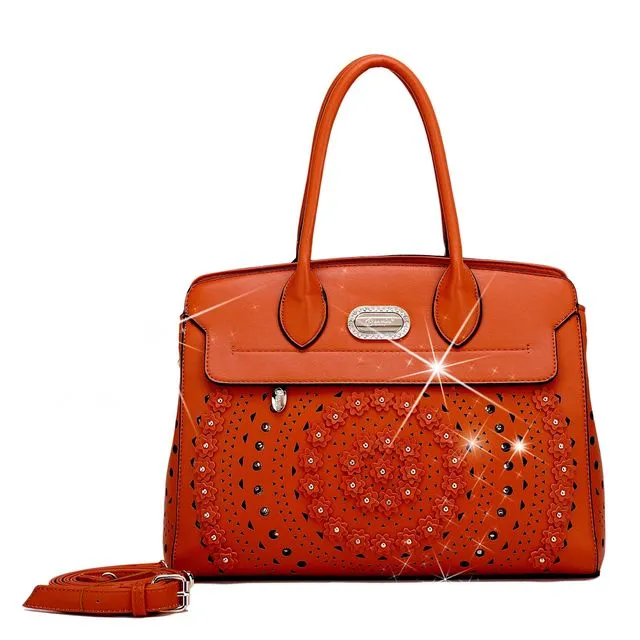 Rosè Celestial Star Vegan Leather Designer Handbag - Orange