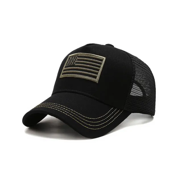 American Flag Trucker Hat with Adjustable Strap | Breathable & Unisex Black w Green Flag