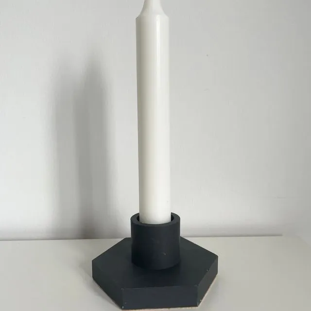 Hexagon Tapered Candle Holder - Black