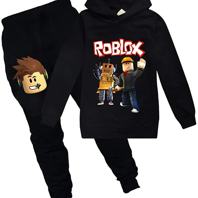 Roblox Game Sweatshirt Boys Hoodies Girls Kids Outfits Cartoon Characters Pullover Cotton Trousers Clothes 2Pcs Sets