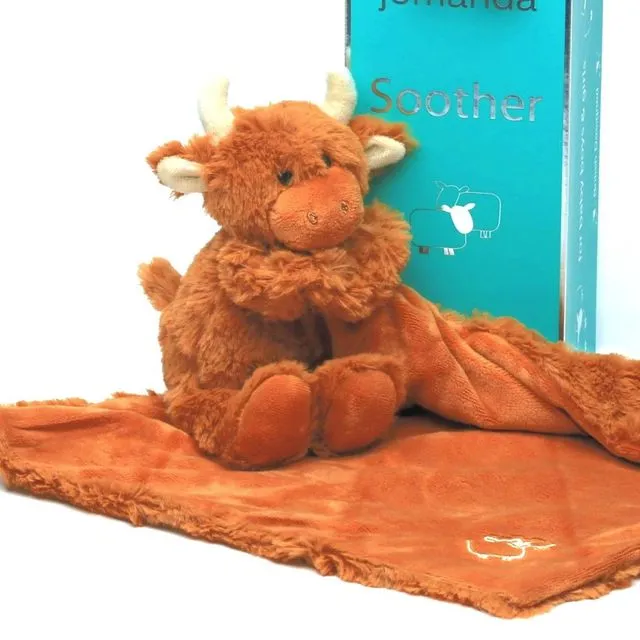 Scottish Highland Cow Toy Baby Soother Brown