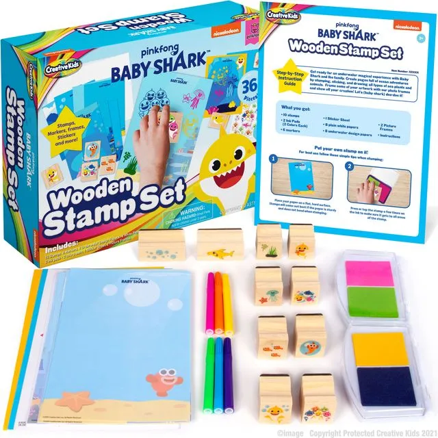 Creative Kids Baby Shark Wooden Stamp Set 3+