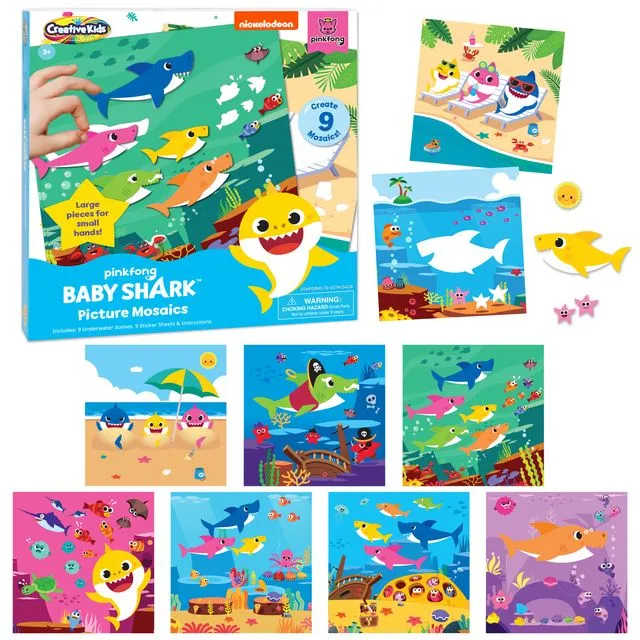Baby Shark Mosaic Sticker Art Kits for Kids 3+