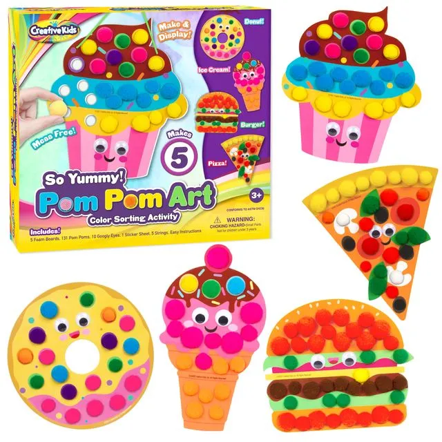Pom Pom Art Kit Create 5 Food-Theme Boards