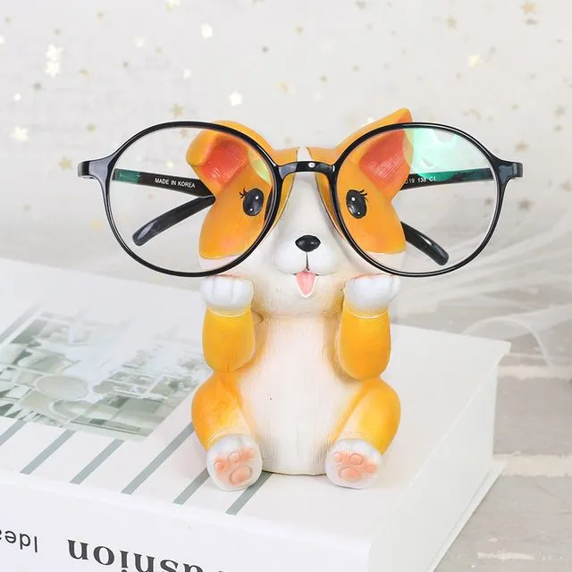 Eyeglass holder. Resin Dog statue Glasses holder paper weigh - Collie