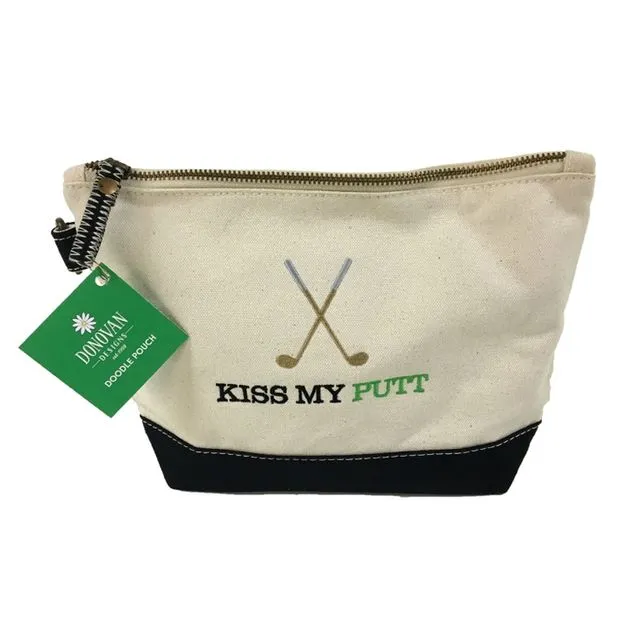 KISS MY PUTT EMBROIDERED DOODLE POUCH